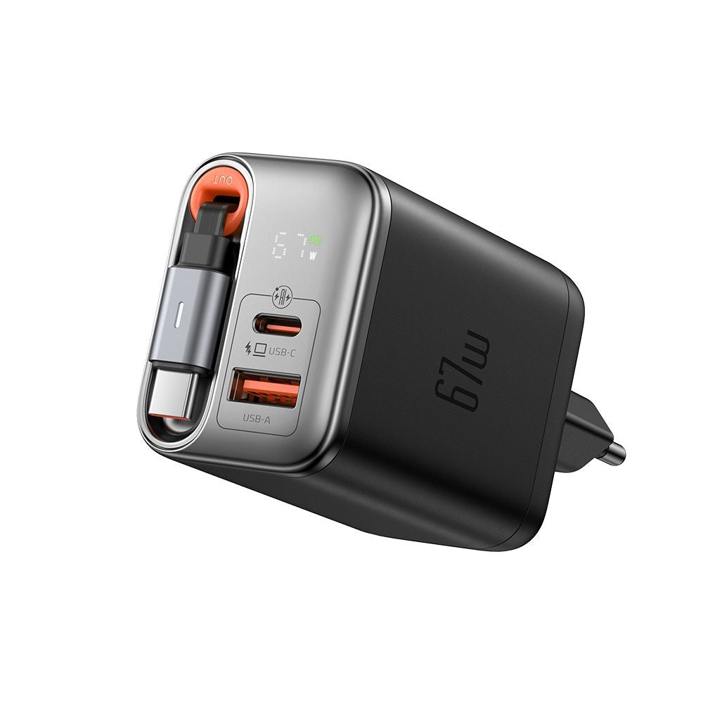 McDodo CH-4100 FreeGo Display Network Charger with USB-C Cable, 67W, 3.35A, 1 x USB-A - 1 x USB-C, Black