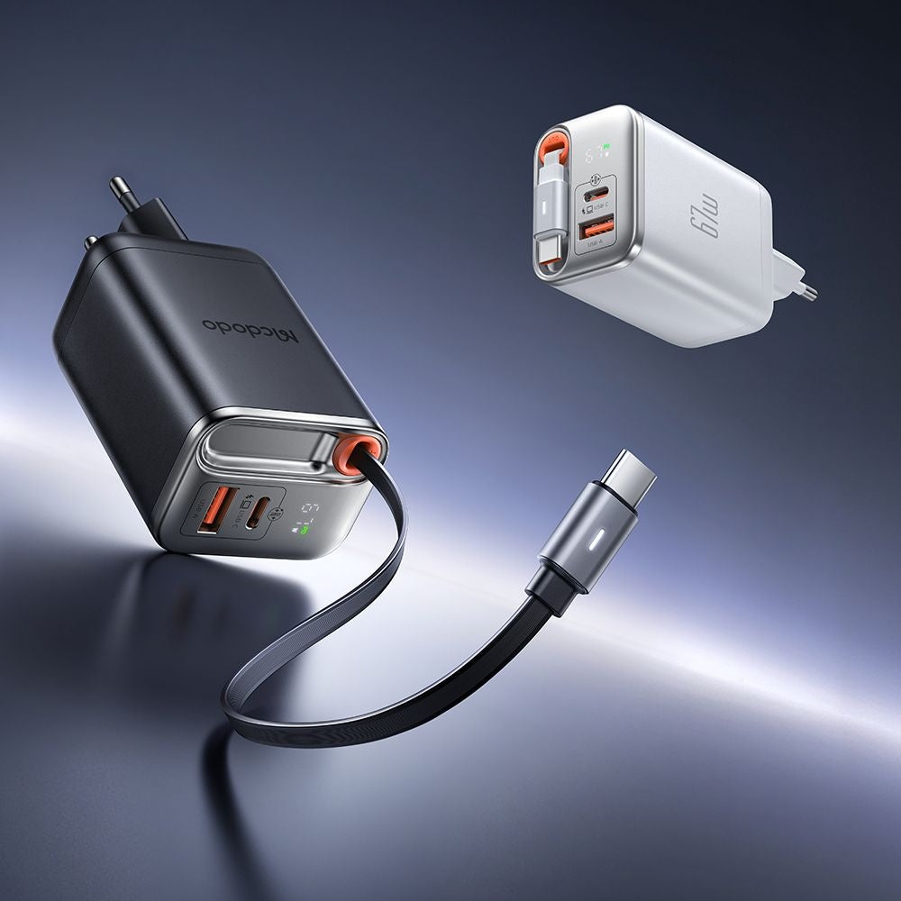 McDodo CH-4103 FreeGo Display Network Charger with USB-C Cable, 67W, 3.35A, 1 x USB-A - 1 x USB-C, White