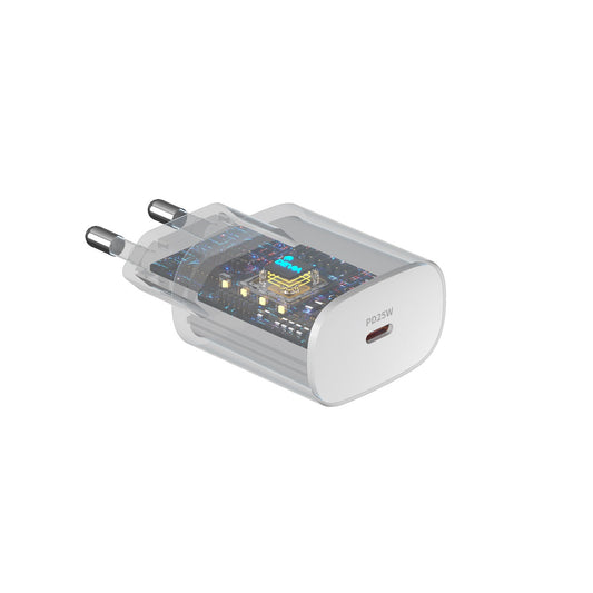 Network Charger with USB-C Cable DEVIA RLC-383, 25W, 3A, 1 x USB-C, White