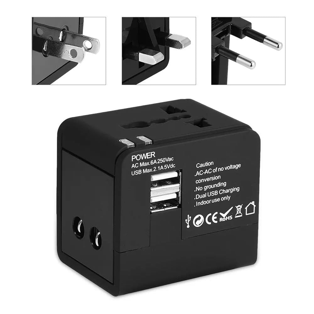 Techsuit HHt148 Travel Network Charger, 10W, 2A, 2 x USB-A, Black