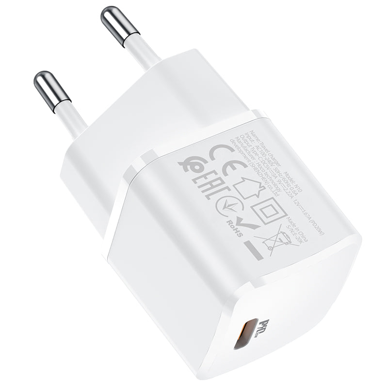 Network Charger HOCO N10, 20W, 3A, 1 x USB-C, White
