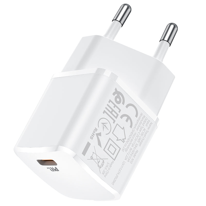 Network Charger HOCO N10, 20W, 3A, 1 x USB-C, White