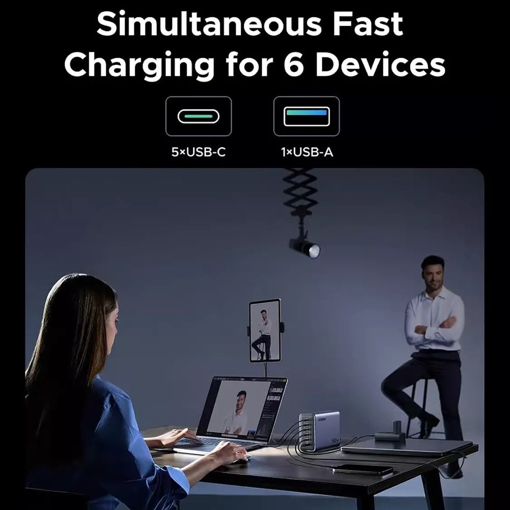 UGREEN Nexode X759 Charging Station, 500W, 5A, 1 x USB-A - 5 x USB-C, Gray