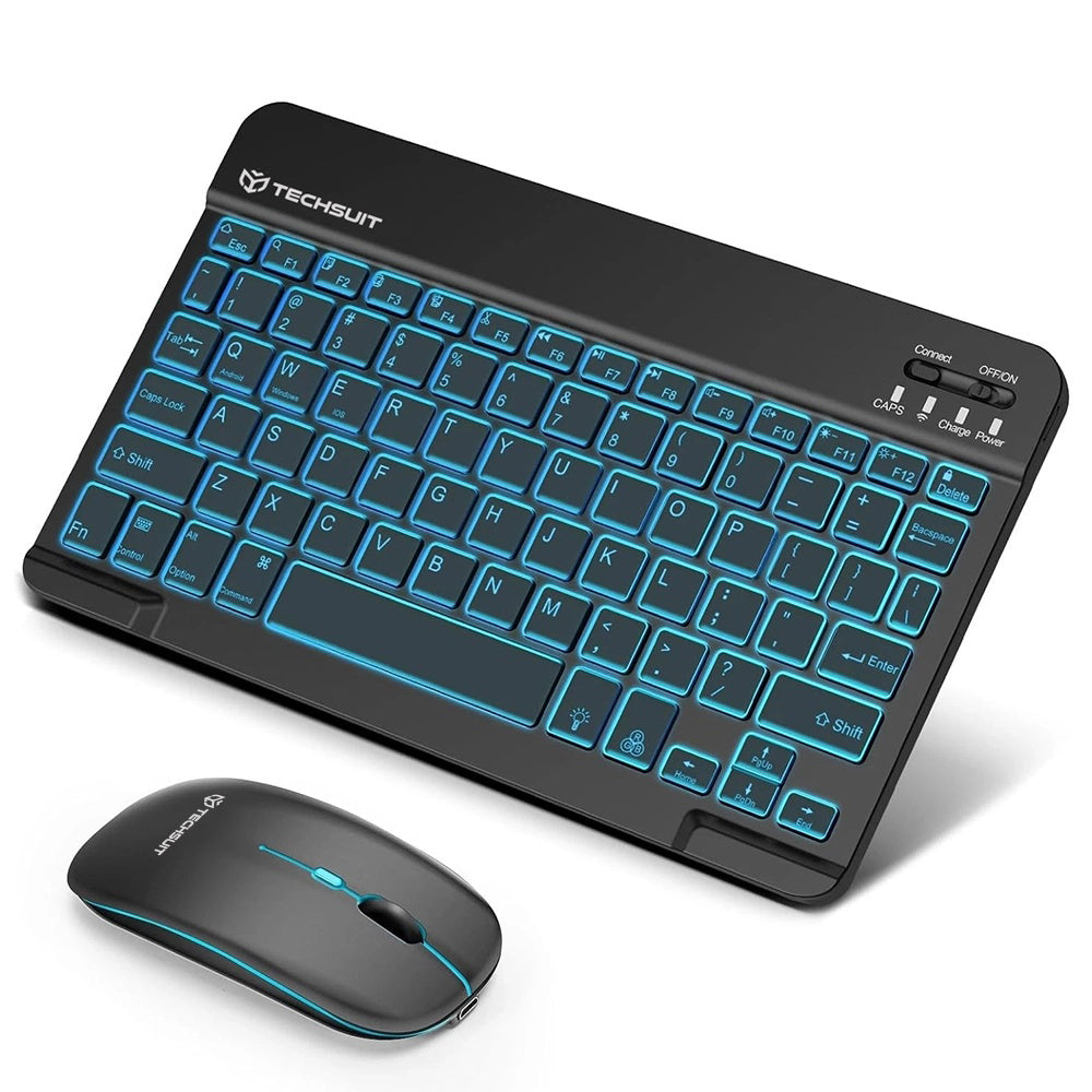 Techsuit AirCombo WKM1 Wireless Keyboard Mouse Kit, BT / Wi-Fi, Black