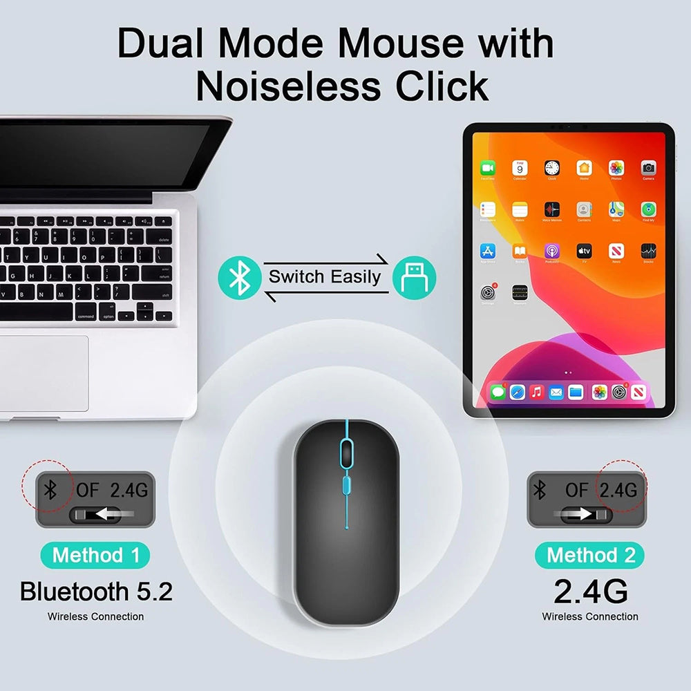 Techsuit AirCombo WKM1 Wireless Keyboard Mouse Kit, BT / Wi-Fi, Black
