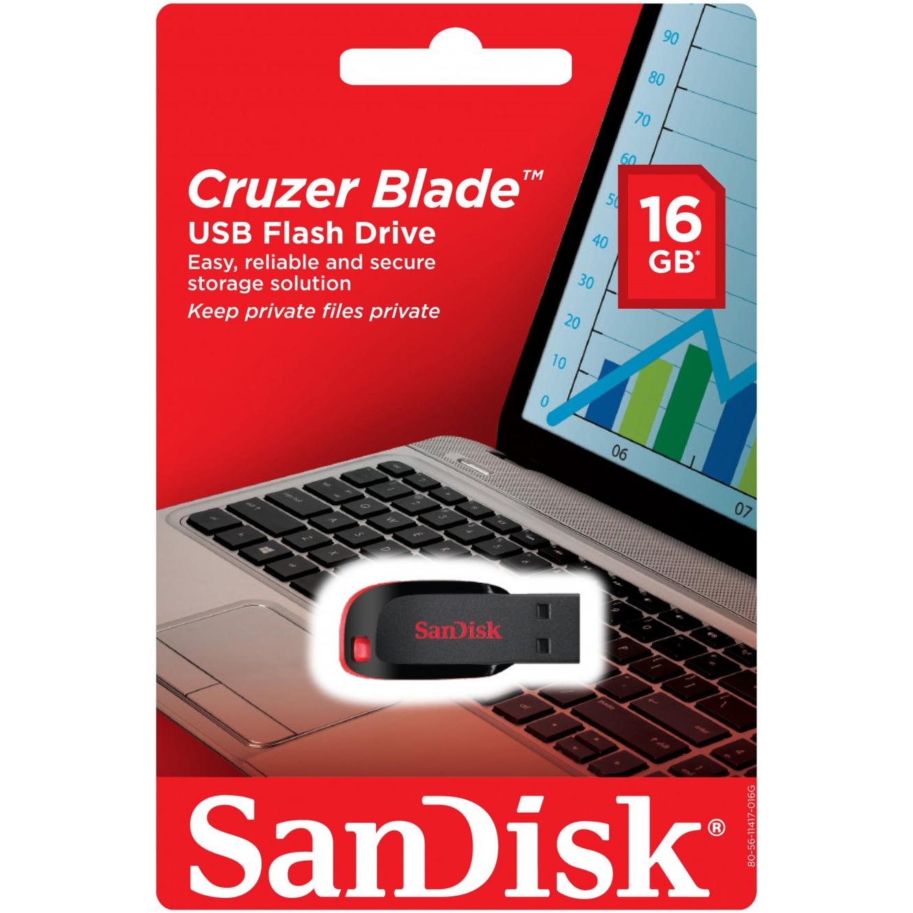 SanDisk Cruzer Blade USB-A External Memory, 16Gb SDCZ50-016G-B35