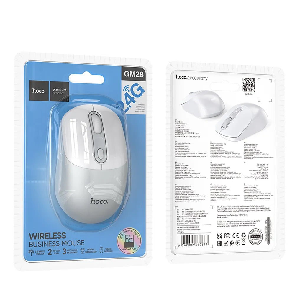 Wireless Mouse HOCO GM28, 1600DPI, White