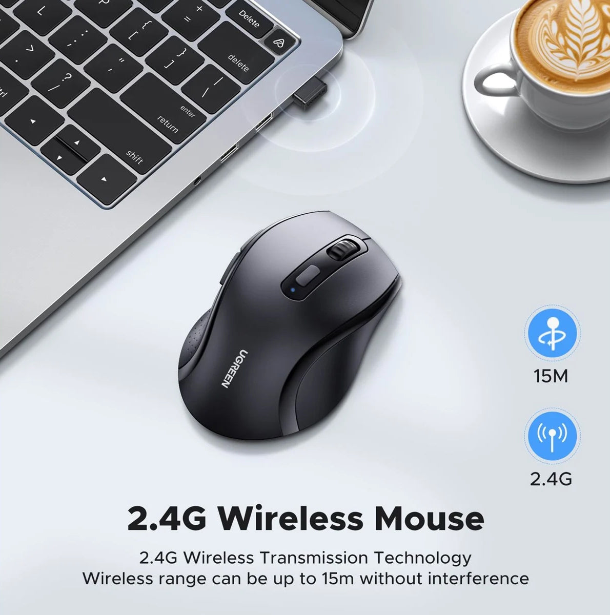 UGREEN M511 Wireless Mouse, 1600DPI, Black