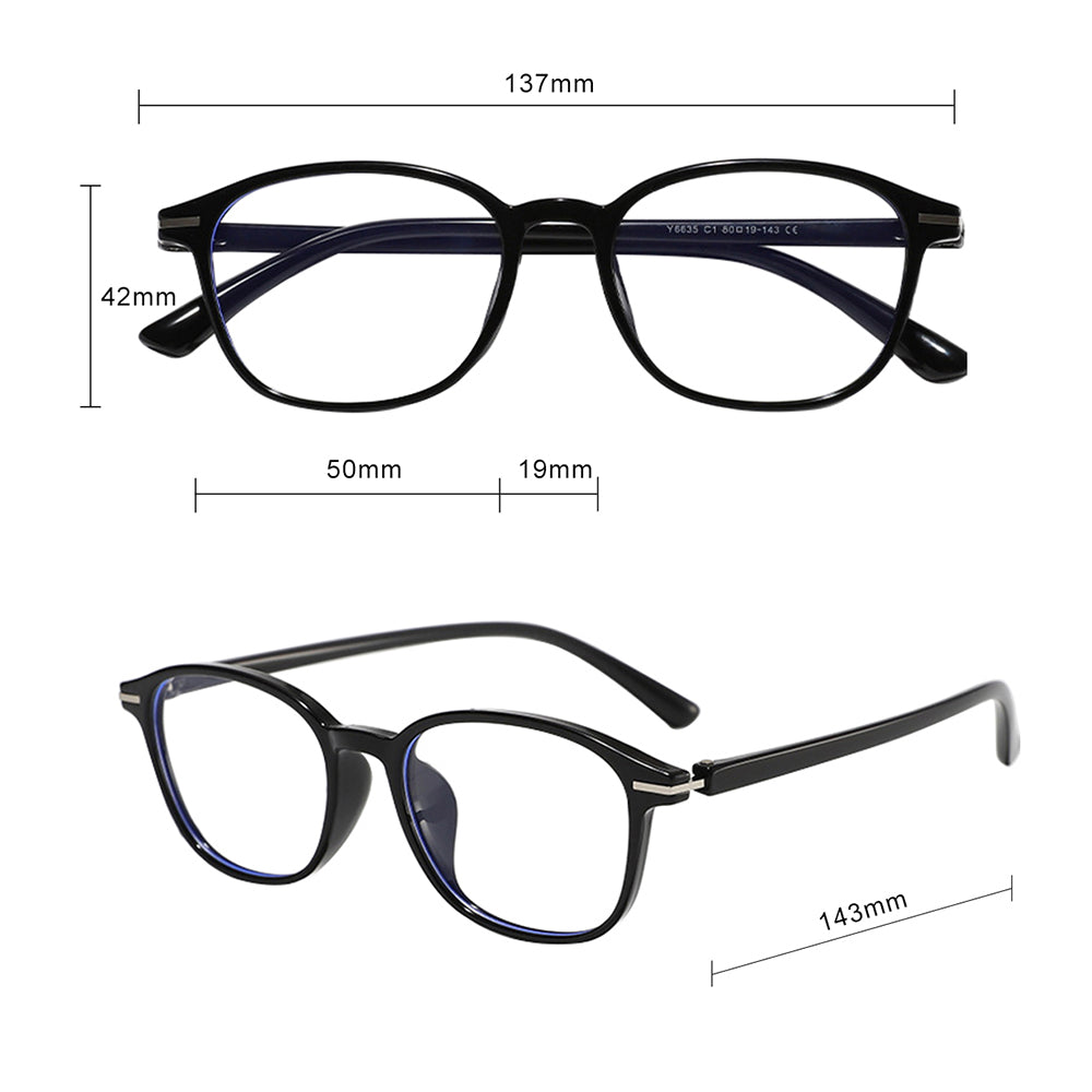 Unisex Techsuit 6635 Computer Glasses, Anti-Blue Light, Black
