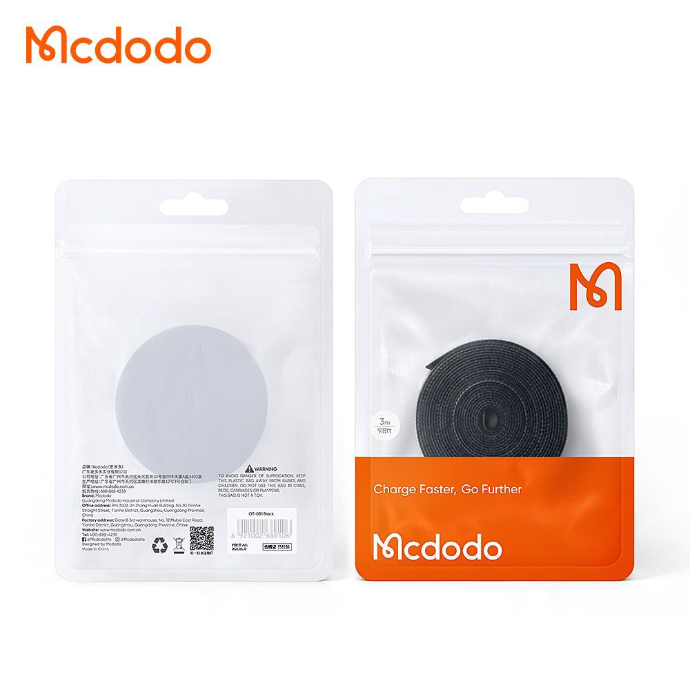 McDodo VS-0961 Cable Organizer Belt, Velcro, 3m, Black