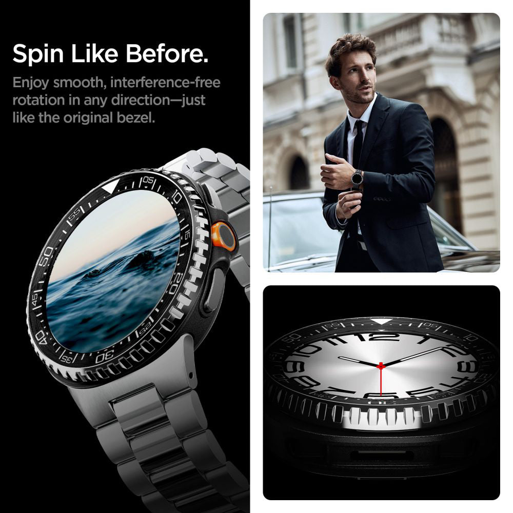 Spigen Tune Pro Diver Protection Frame for Samsung Galaxy Watch8 Classic, Black ACS10016
