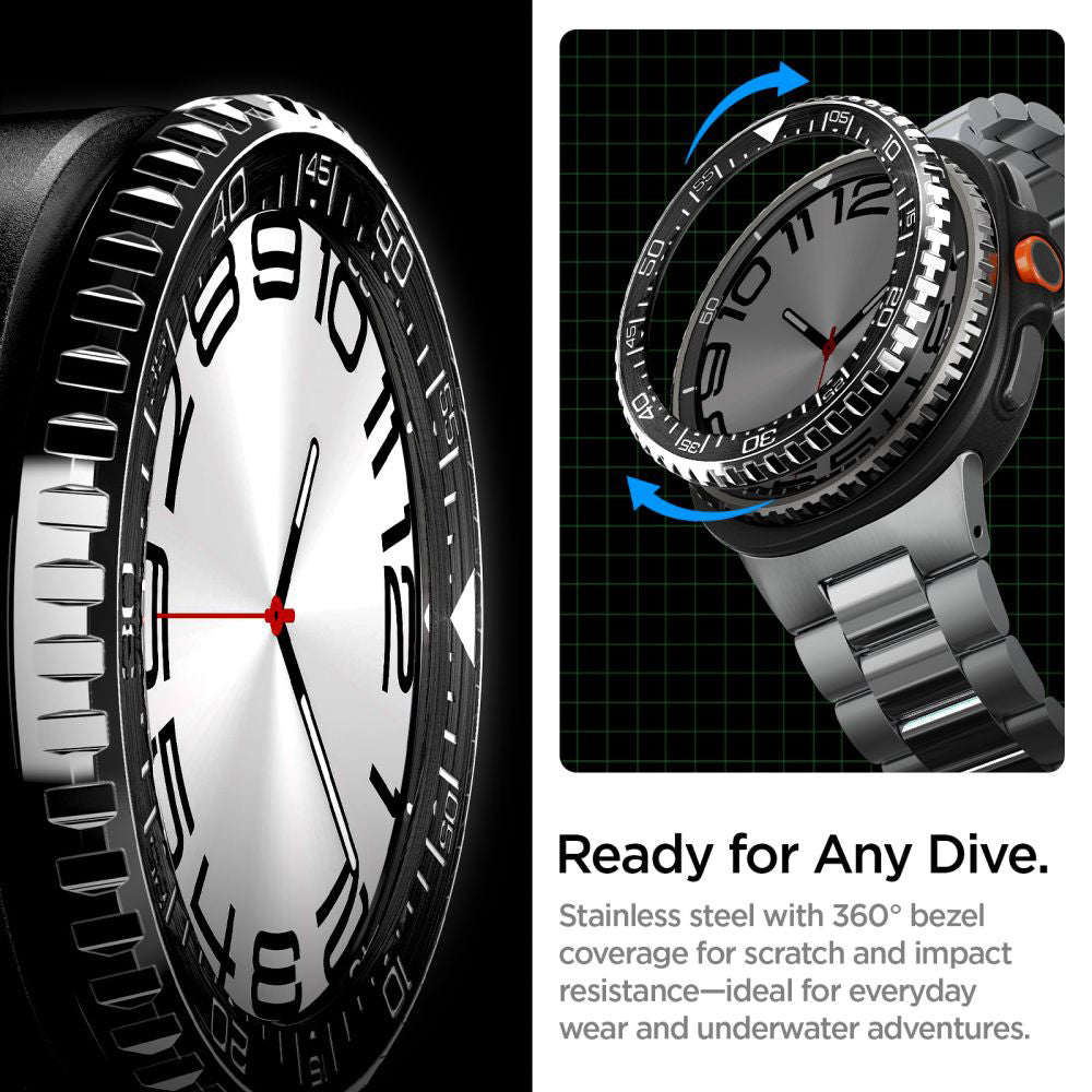 Spigen Tune Pro Diver Protection Frame for Samsung Galaxy Watch8 Classic, Black ACS10016