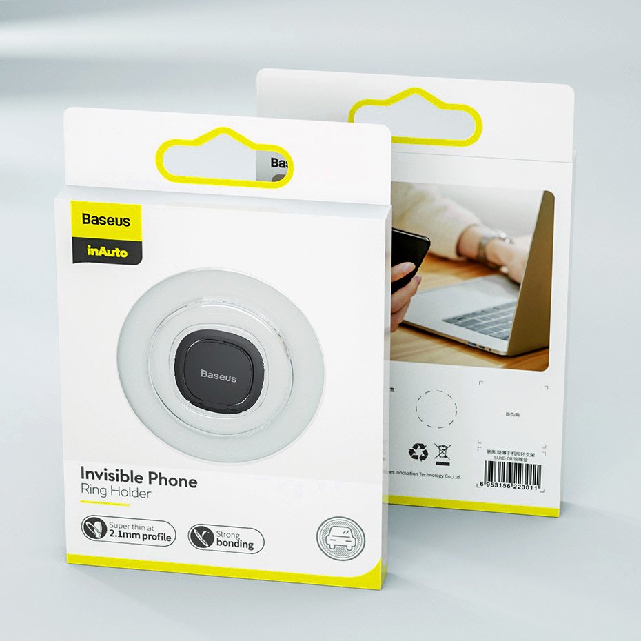 Baseus Invisible Ring Holder, Universal, Silver SUYB-0S