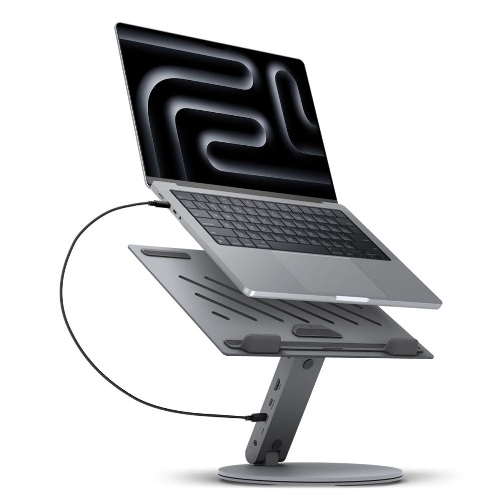 Spigen LD204H Laptop Stand with Hub max. 15.6inch, Grey AMP08885