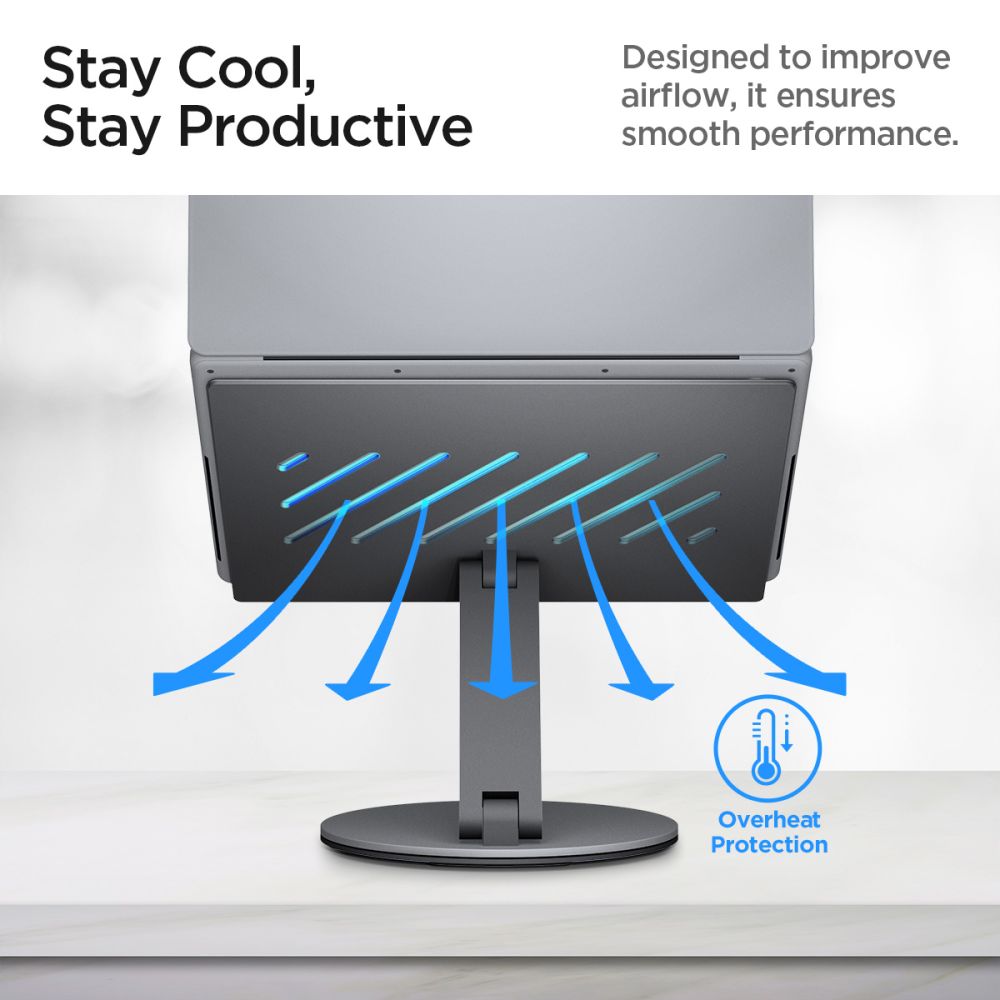 Spigen LD204H Laptop Stand with Hub max. 15.6inch, Grey AMP08885