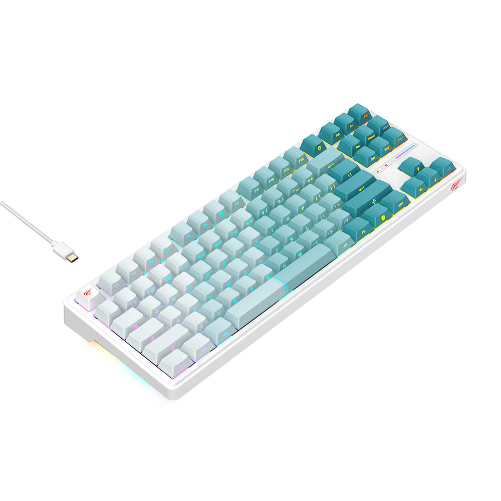 HAVIT KB901L Wired USB Gaming Keyboard, RGB, 1.8m, White Green