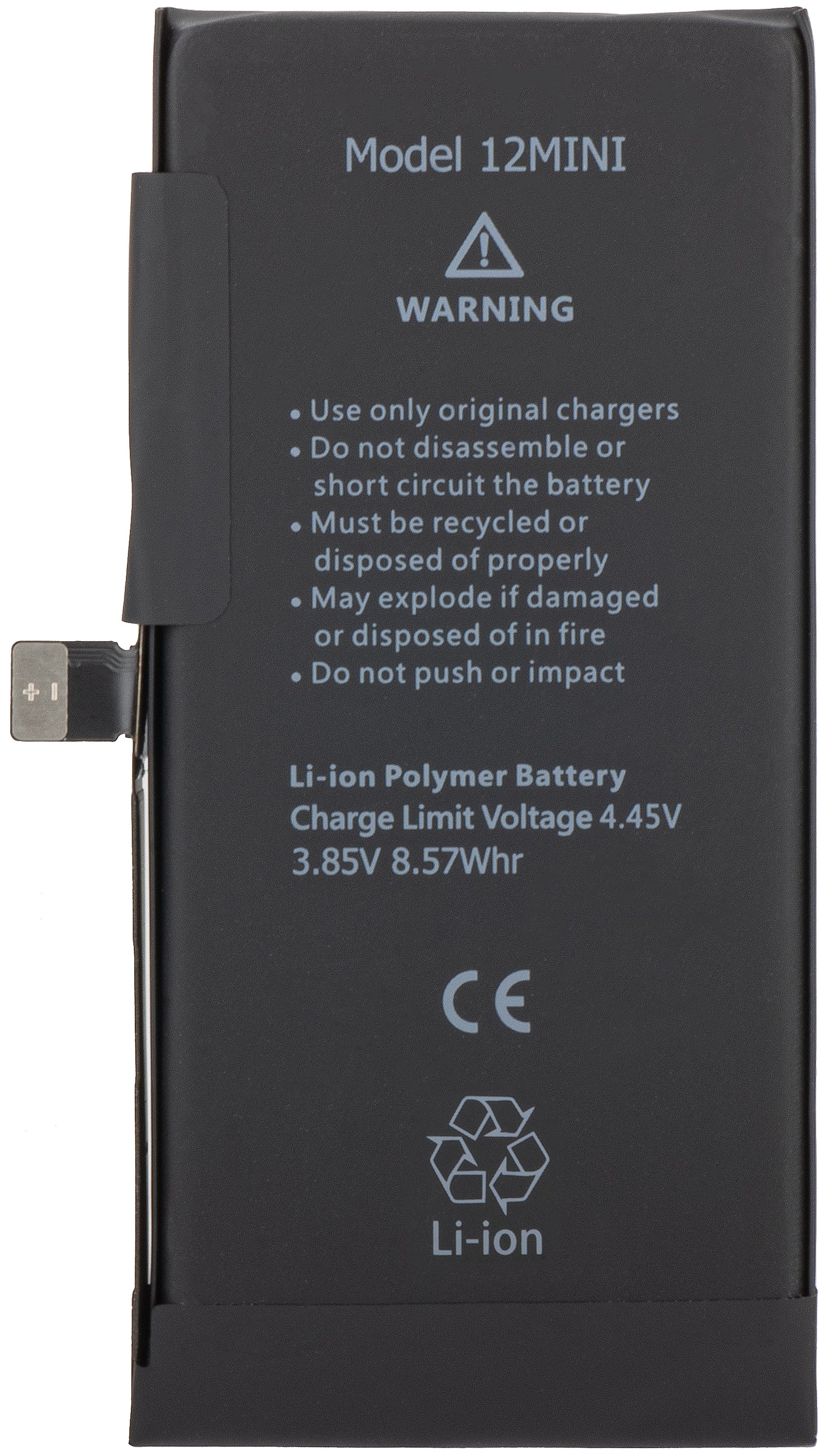 Apple iPhone 12 mini battery, with integrated Flex Band BMS (no contact welding required)