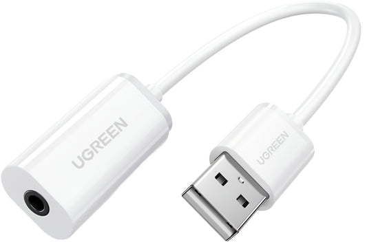 UGREEN US206 Audio Adapter, USB-A - 3.5mm, White