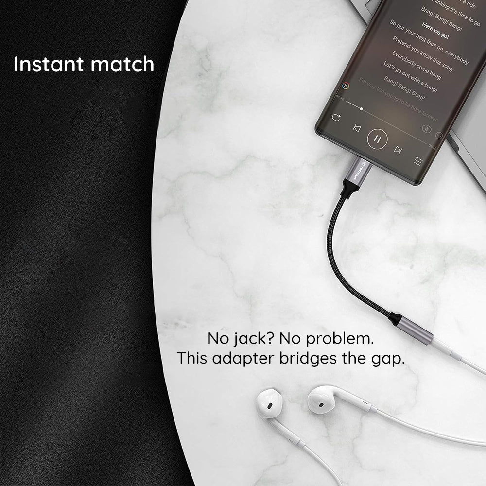 USB-C to 3.5mm Audio Adapter Techsuit AC12 FuseXound, Gray, Set of 2 Pieces