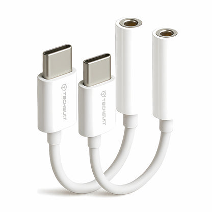 USB-C to 3.5mm Audio Adapter Techsuit AC18 MusicBox, White, Set of 2 Pieces