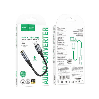 USB-C to 3.5mm Audio Adapter HOCO LS36, Gray