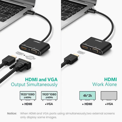 UGREEN CM449 Video Adapter, USB-A - HDMI / VGA, Gray