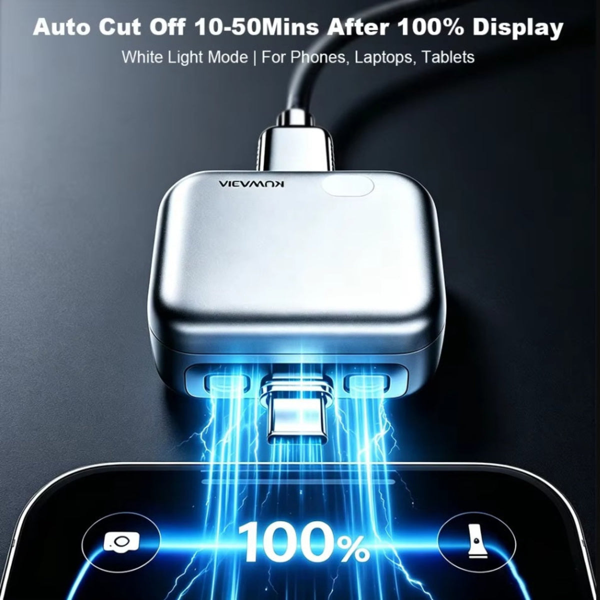 USB-C Auto Disconnect Adapter KUWAJIA KH-51 for Power with Automatic Disconnection and Battery Protection, Silver