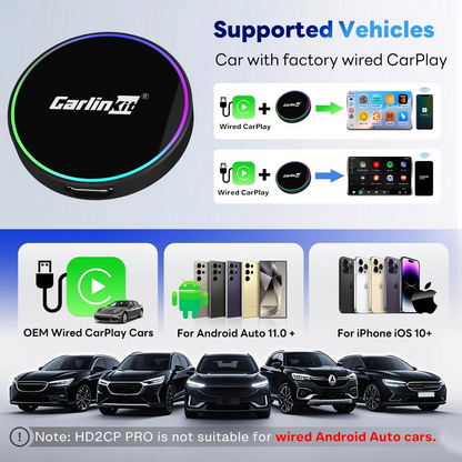 Carplay / Android Auto Wireless Adapter Carlinkit HD2CP Pro for Apple iPhone / Android Series