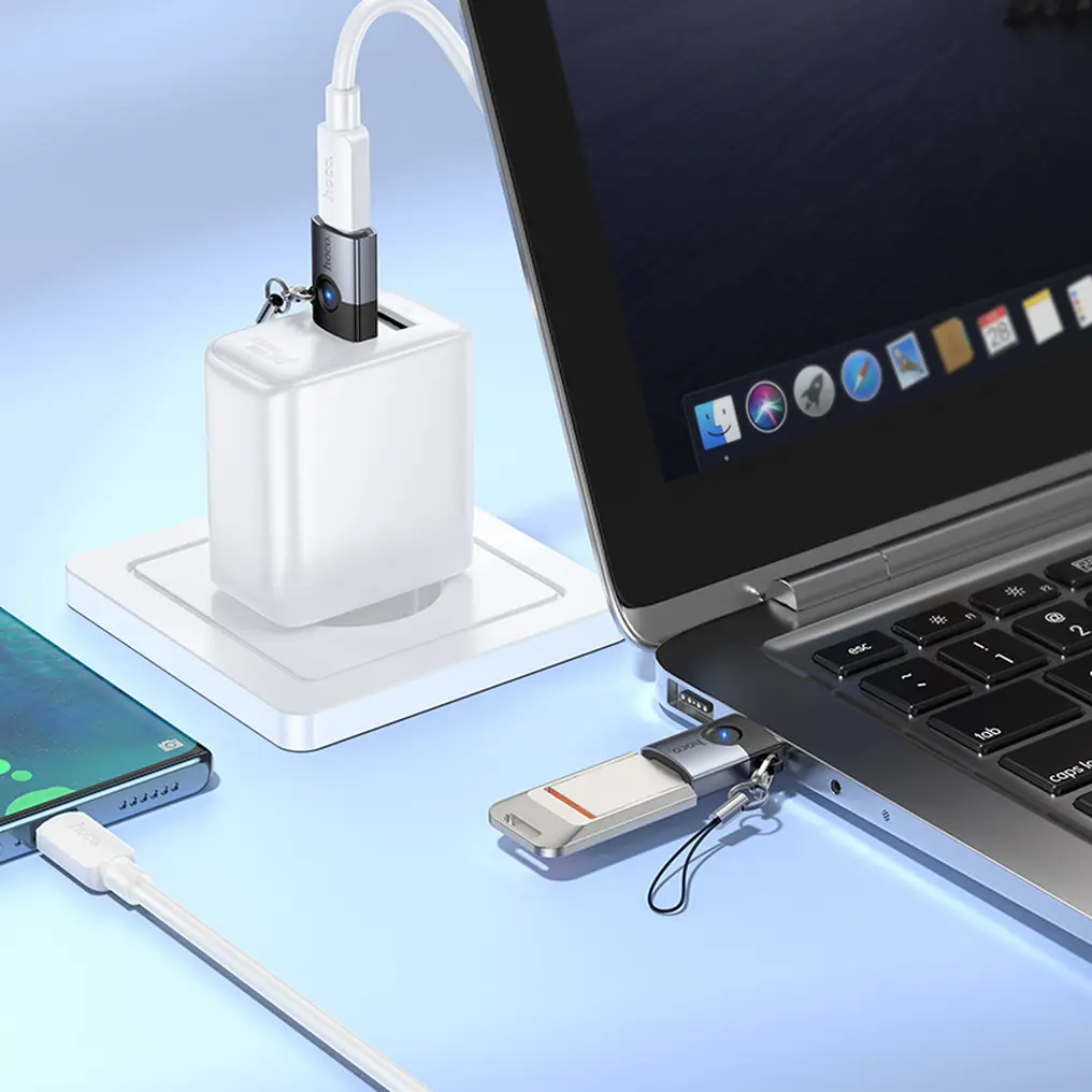 USB-C to USB-A Data and Charging Adapter HOCO UA46B, Gray