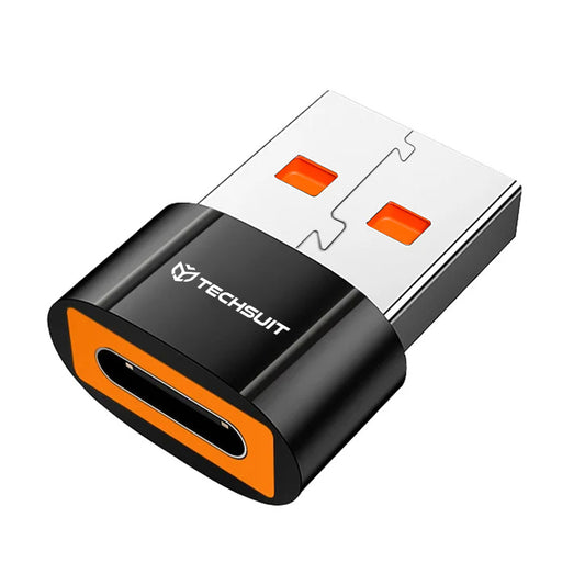 USB-C to USB-A Data and Charging Adapter Techsuit A7 HyperPort, Black Orange
