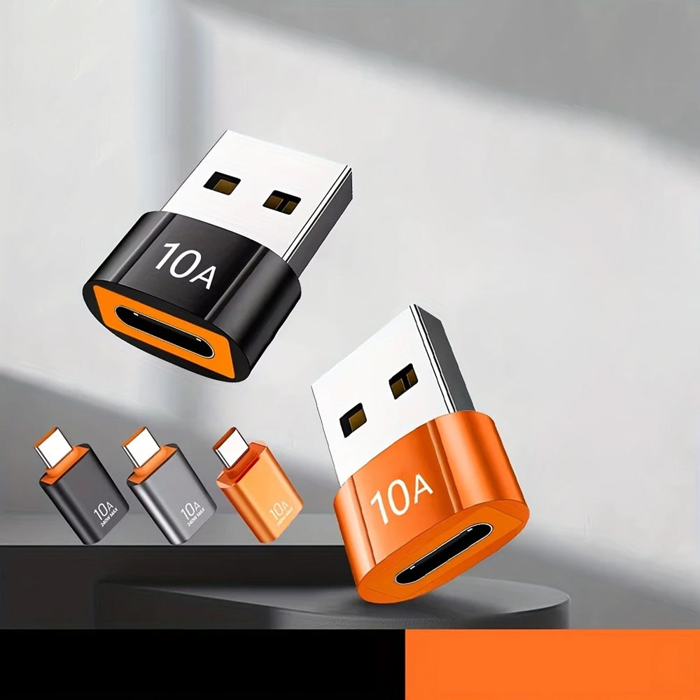 USB-C to USB-A Data and Charging Adapter Techsuit A7 HyperPort, Black Orange
