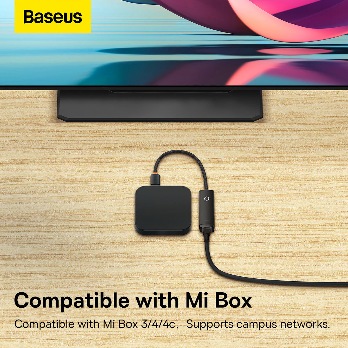 Baseus Lite Network Adapter, USB-C - RJ45, Black WKQX000301