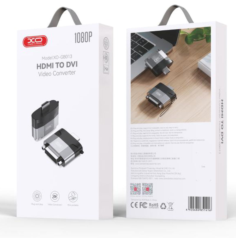 XO Design GB013 Video Adapter, HDMI - DVI, Grey