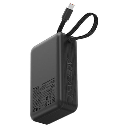 Acefast M21 External Battery, 20000mAh, 65W, QC + PD, 1 x USB-A - 2 x USB-C, Black