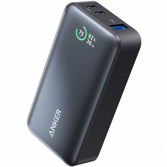 Anker 533 External Battery, 10000mAh, 30W, QC + PD, 1 x USB-A - 2 x USB-C, Black A1256G11