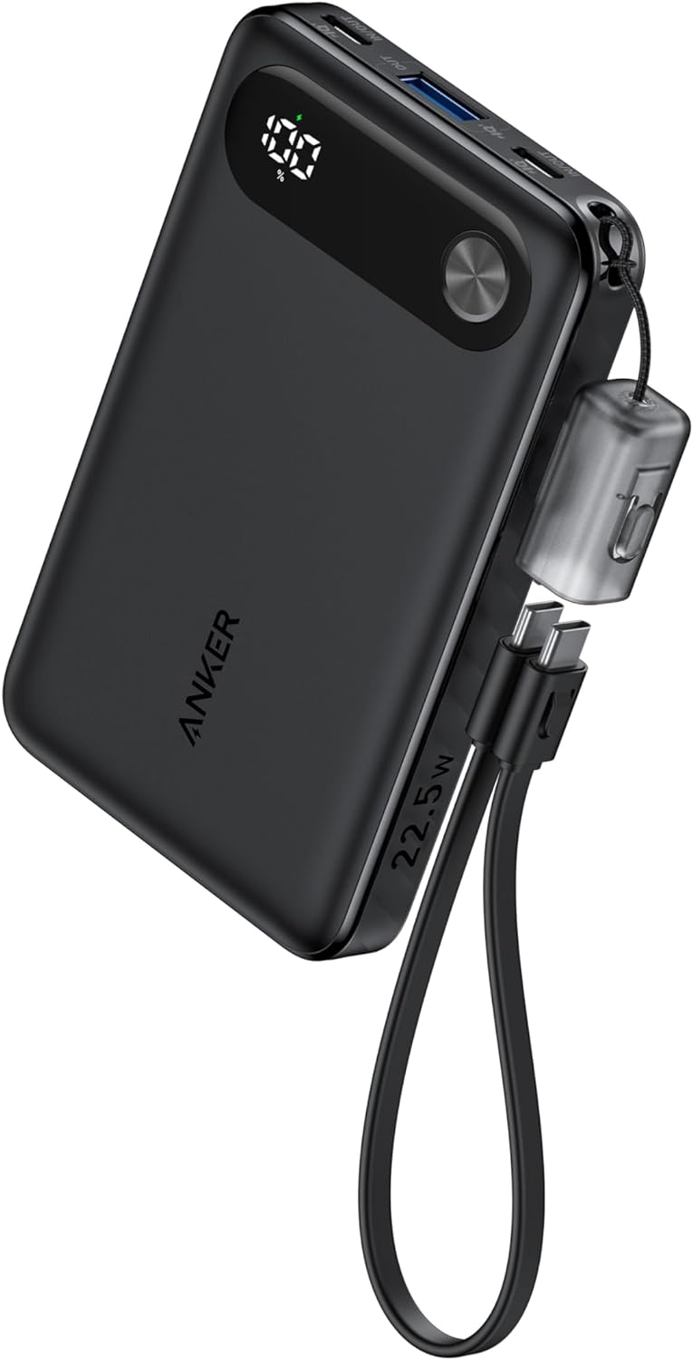 Anker PowerCore External Battery, 10000mAh, 22.5W, QC + PD, 1 x USB-A - 2 x USB-C, Black A1257G11