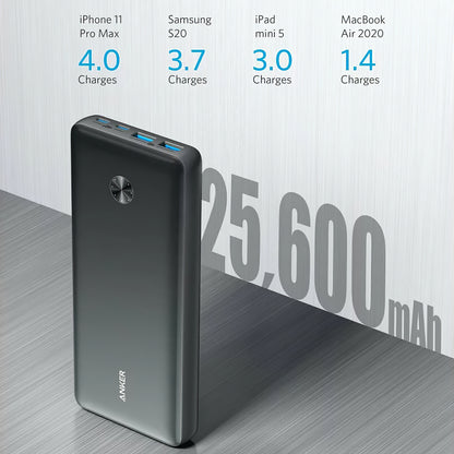 Anker PowerCore III Elite External Battery, 25600mAh, 87W, QC + PD, 2 x USB-A - 2 x USB-C, Black A1291H11