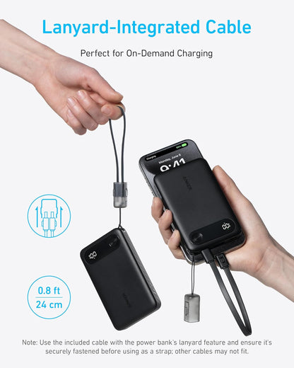 Anker PowerCore External Battery, 10000mAh, 22.5W, QC + PD, 1 x USB-A - 2 x USB-C, Black A1257G11