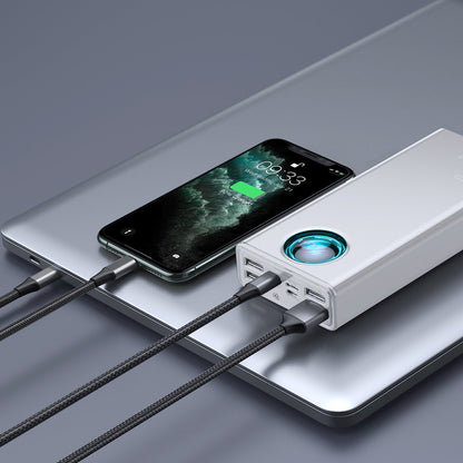 Baseus Amblight External Battery with Digital Display, 30000mAh, 65W, QC + PD, 1 x USB-C - 4 x USB-A, White PPLG000102