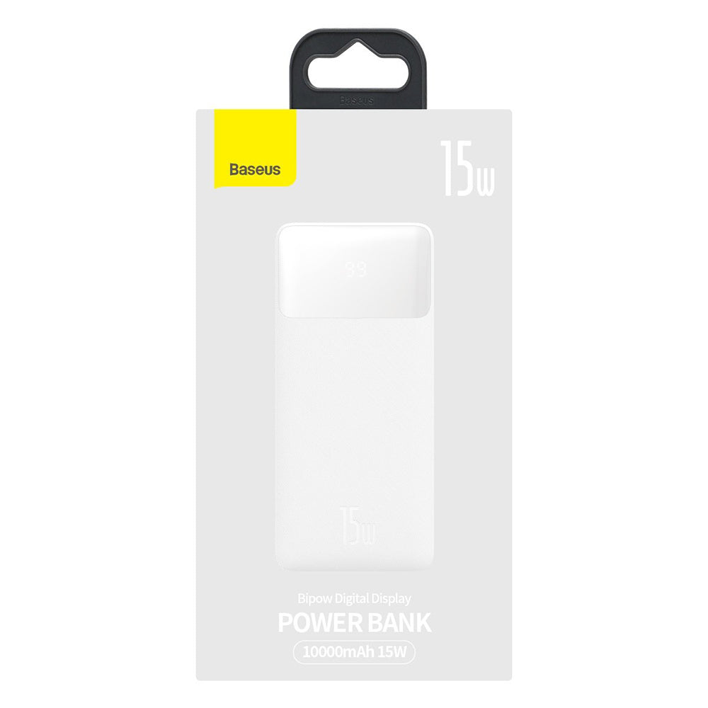 Baseus Bipow External Battery, 10000mAh, 15W, 1 x USB-C - 2 x USB-A, White PPBD050002