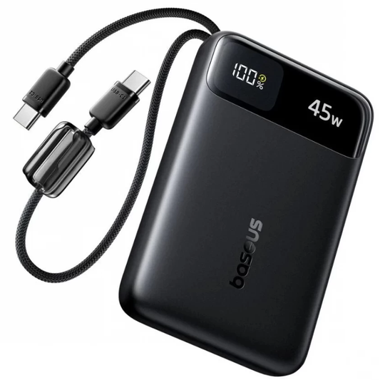 Baseus EnerFill FC11 External Battery, 10000mAh, 45W, QC + PD, 1 x USB-A - 3 x USB-C, Black E0031000