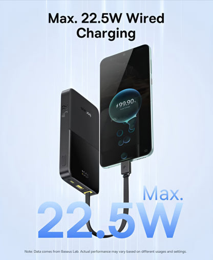 Baseus EnerFill Bipow2 Pro External Battery, 10000mAh, 22.5W, QC + PD, 1 x USB-A - 2 x USB-C, Black E0027600