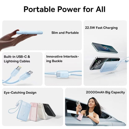 Baseus EnerFill FC11 External Battery, 20000mAh, 22.5W, QC + PD, 1 x Lightning - 1 x USB-A - 2 x USB-C, Black E0027S04
