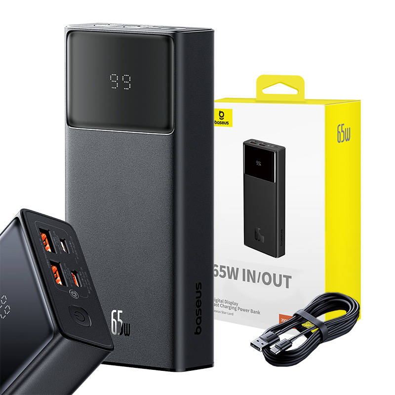 ExternalBatteryBaseusStarLord,20000mAh,65W,QC+PD,1xUSB-C-2xUSB-A,BlackP1002290906113113-00