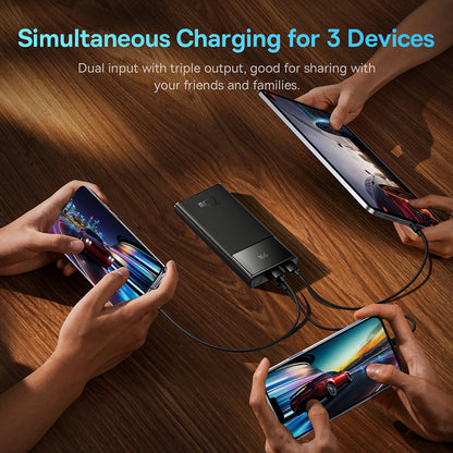 Baseus Star Lord External Battery, 10000mAh, 22.5W, QC + PD, 1 x USB-C - 2 x USB-A, Black PPXJ100001