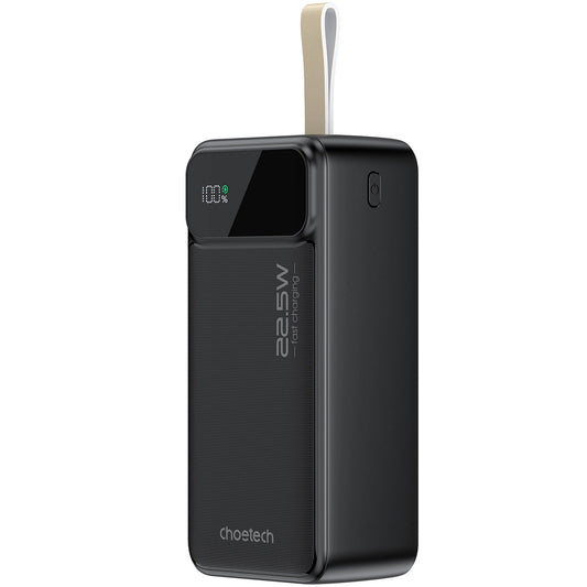 Choetech B731 External Battery, 40000mAh, 22.5W, QC + PD, 1 x USB-C - 2 x USB-A, Black