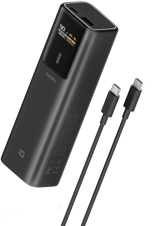 Cuktech External Battery, 10000mAh, 150W, QC + PD, 1 x USB-A - 1 x USB-C, Black CKPB100PGLBL