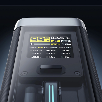 Cuktech External Battery, 25000mAh, 210W, QC + PD, 1 x USB-A - 2 x USB-C, Black CUK00P23GLBK