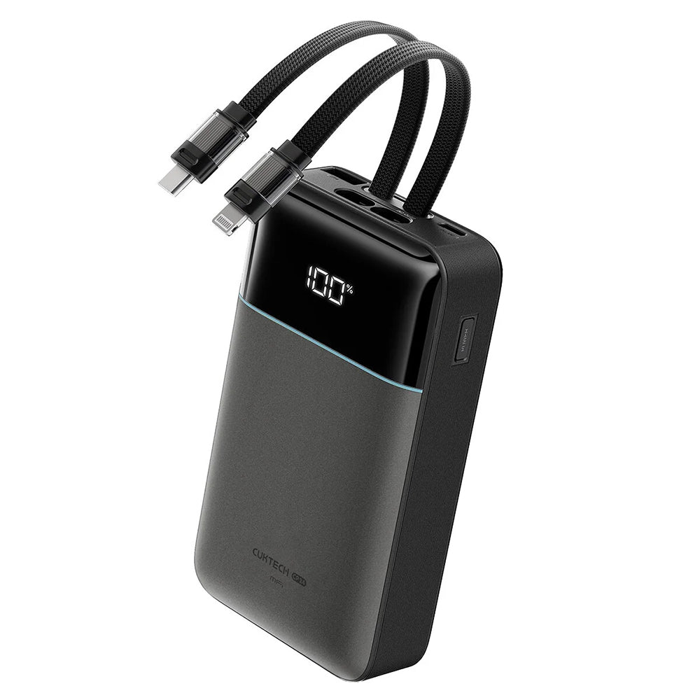 Cuktech LPB200NL External Battery, 20000mAh, 40W, QC + PD, 1 x Lightning - 1 x USB-A - 2 x USB-C, Gray CKB200NLGLGY