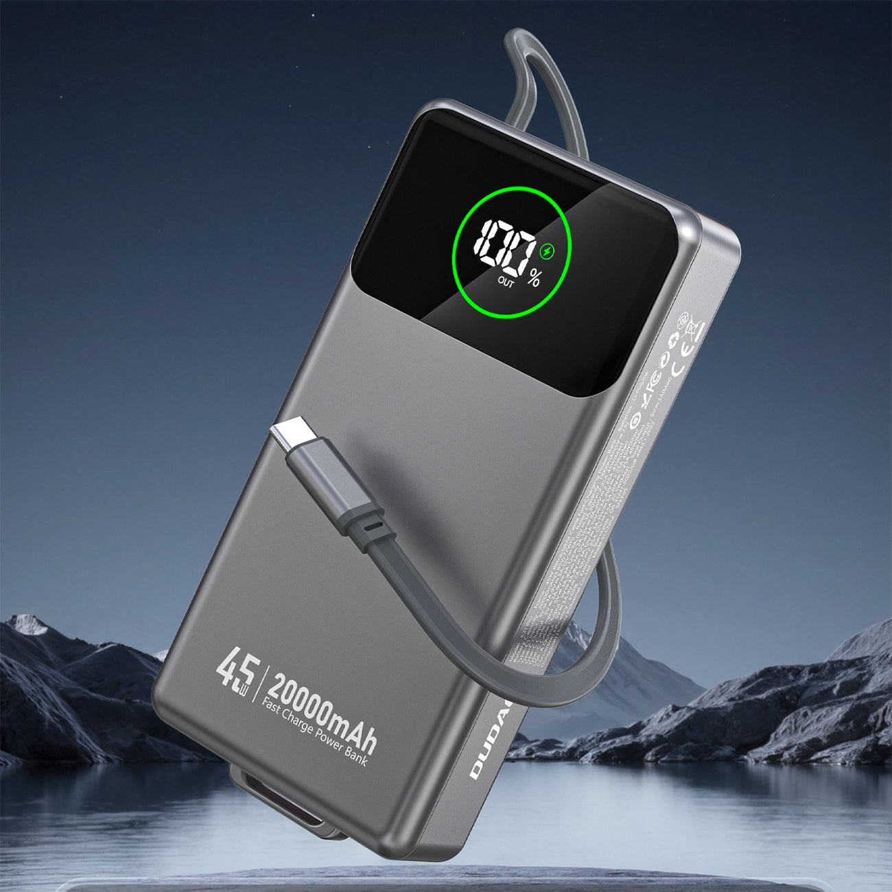 Dudao K31 Pro External Battery, 20000mAh, 45W, QC + PD, 1 x USB-A - 2 x USB-C, Gray
